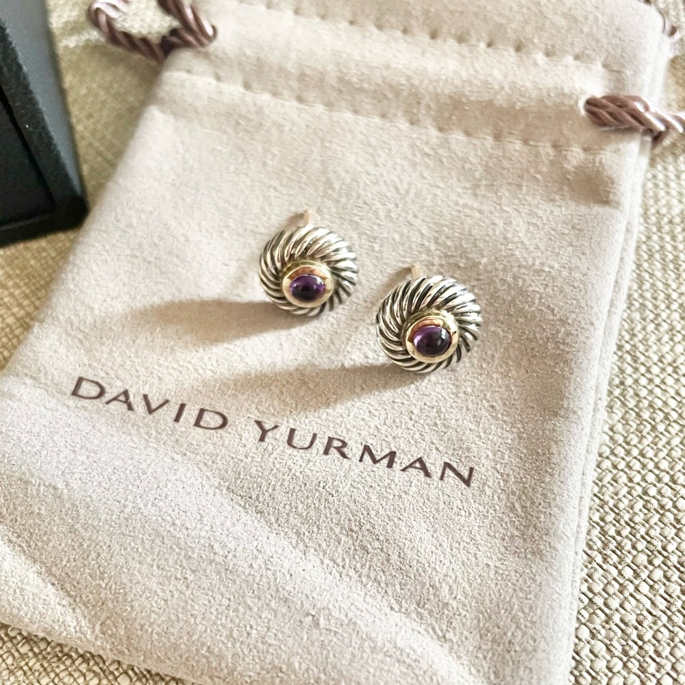David Yurman Amethyst Cookie Stud Earrings - Picture 2 of 10